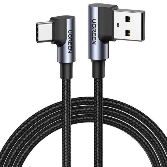 Cablu unghiular USB-C către USB-A 2.0 UGREEN US176, 3A, 3m (negru)