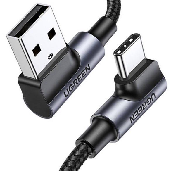 Cablu unghiular USB-C către USB-A 2.0 UGREEN US176, 3A, 3m (negru)