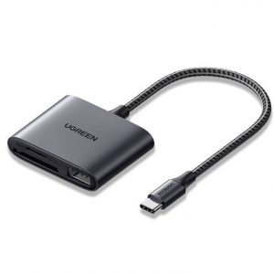 UGREEN CM387 Cititor de carduri + USB, USB-C (negru)