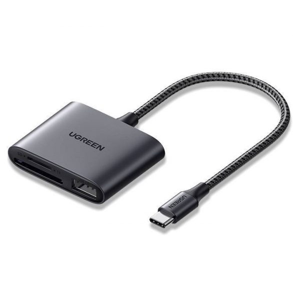 UGREEN CM387 Cititor de carduri + USB, USB-C (negru)