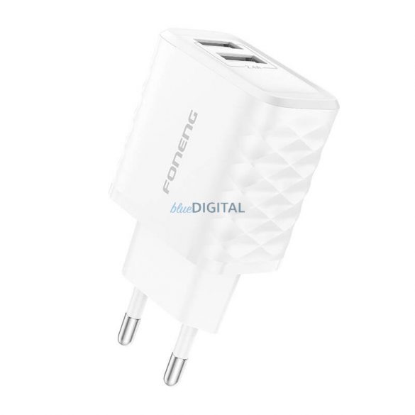 Încărcător de rețea Foneng EU53 cu conexiune 2xUSB-A și cablu USB-A - Lightning 2.4A - alb