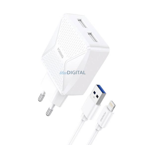 Foneng EU35 2x încărcător de perete USB + cablu USB-Lightning 2.4A (alb)