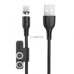 Foneng X62 Cablu magnetic 3 în 1 USB USB-C / Lightning / Micro USB, 2,4 A, 1 m (negru)