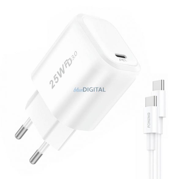 Încărcător rapid Foneng 2x USB EU40 + cablu USB C