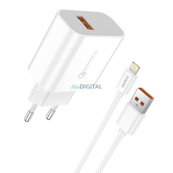 Încărcător rapid Foneng 1x USB QC3.0 EU46 + cablu USB Lightning