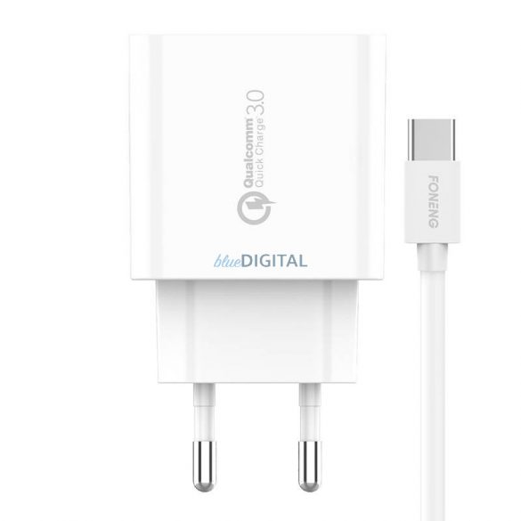 Încărcător rapid Foneng 1x USB EU46 QC 3.0+ USB tip C cablu