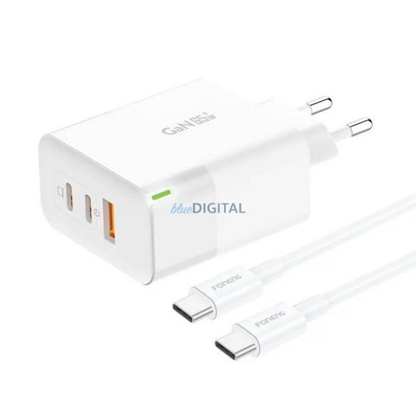 Încărcător Foneng GAN65 USB-A, USB-C, USB-C GAN65, 2.4A, 65W (alb)