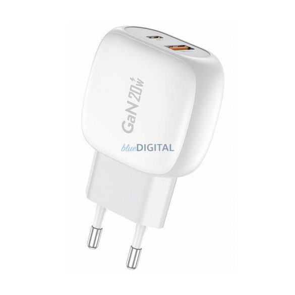 Încărcător de rețea Foneng EU41 cu conexiuni 1xUSB-A și 1xUSB-C 20W - alb