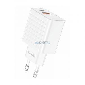 Încărcător de rețea Foneng EU42 cu conexiuni 1xUSB-A și 1xUSB-C 20W - alb