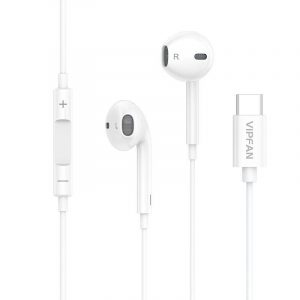 Căști cu fir Vipfan M14 , USB-C, 1,1 m (alb)