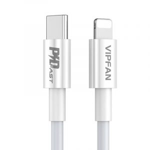 Cablu USB-C la Lightning Vipfan P01, 3A, PD, 1m (alb)