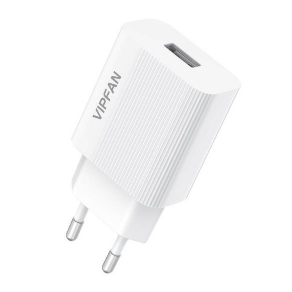 Încărcător de rețea Vipfan E01, 1x USB, 2.4A + cablu Lightning (alb)