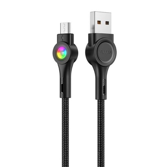 Cablu USB și Micro USB Vipfan Colorful X08, 3A, 1,2 m (negru)