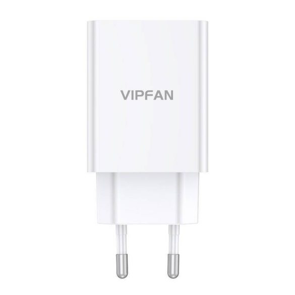 Vipfan E03 încărcător de perete, 1x USB, 18W, QC 3.0 + cablu USB-C (alb)