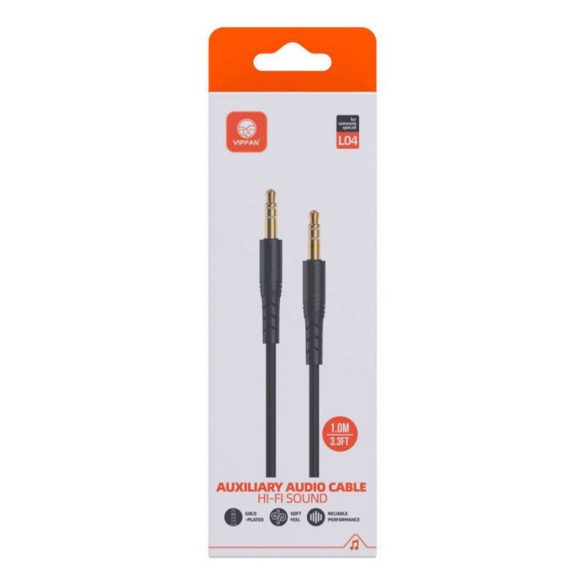 Mini jack 3.5mm AUX cablu Vipfan L04 1m, auriu(negru)