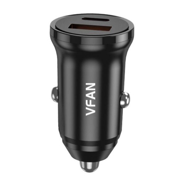 Încărcător auto Vipfan C03, USB + USB-C, 20W, PD + QC 3.0 (negru)