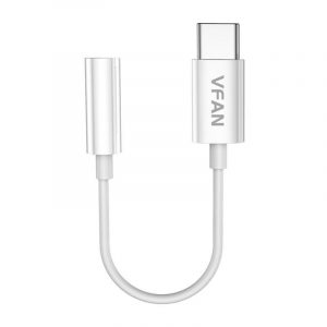 Vipfan L08 USB-C și cablu AUX mini jack 3,5 mm, 10 cm (alb)