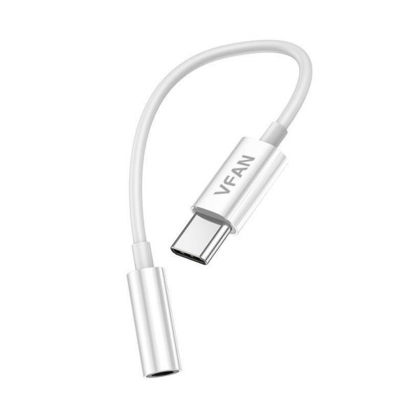 Vipfan L08 USB-C și cablu AUX mini jack 3,5 mm, 10 cm (alb)