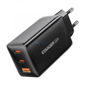 Essager ECTAC-DYB01-Z încărcător de rețea cu 1xUSB-A și 2xUSB-C GaN 67W - negru