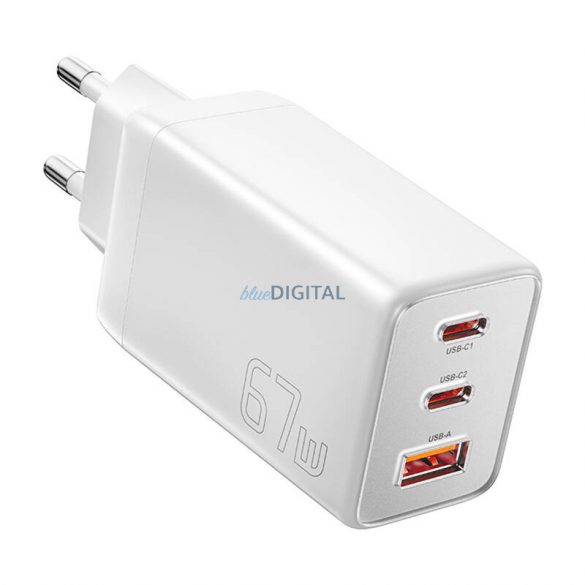 Essager ECTAC-KSB02-Z încărcător de rețea cu 1xUSB-A și 2xUSB-C GaN 67W - alb