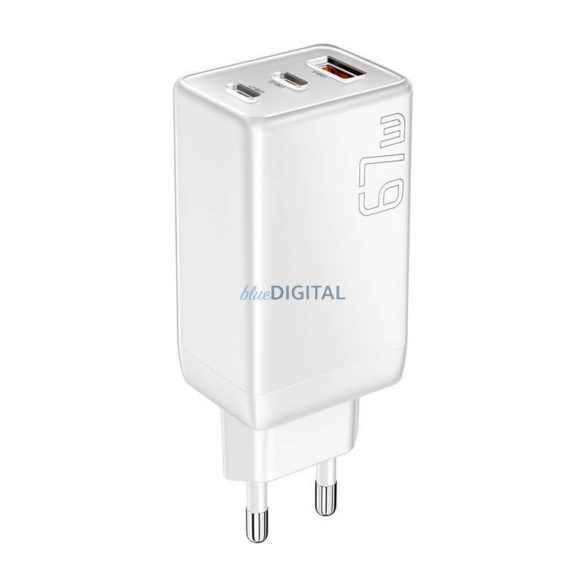 Essager ECTAC-KSB02-Z încărcător de rețea cu 1xUSB-A și 2xUSB-C GaN 67W - alb