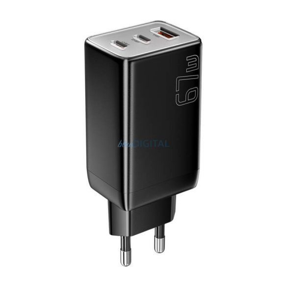 Essager ECT67W-LJB01-Z încărcător de rețea cu 1xUSB-A și 2xUSB-C GaN 67W - negru