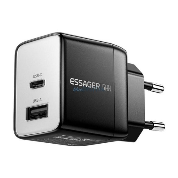 Essager ECT33W-LJB01-Z încărcător de rețea cu 1xUSB-A și 1xUSB-C conexiune GaN 33W - negru