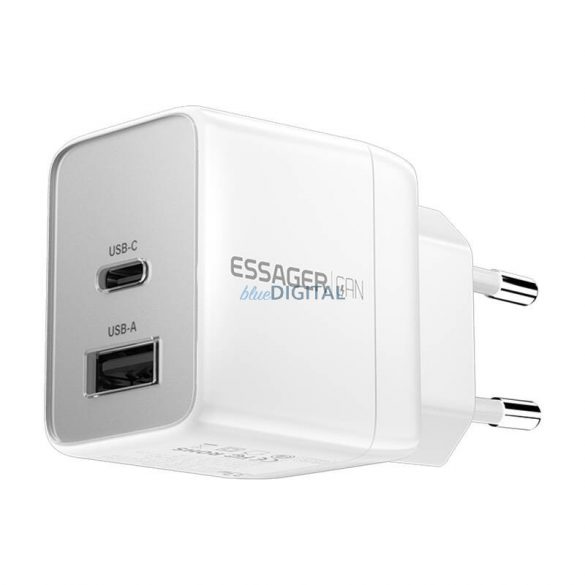 Încărcător de rețea Essager ECT33W-LJB02-Z cu conexiune 1xUSB-A și 1xUSB-C 33W - alb