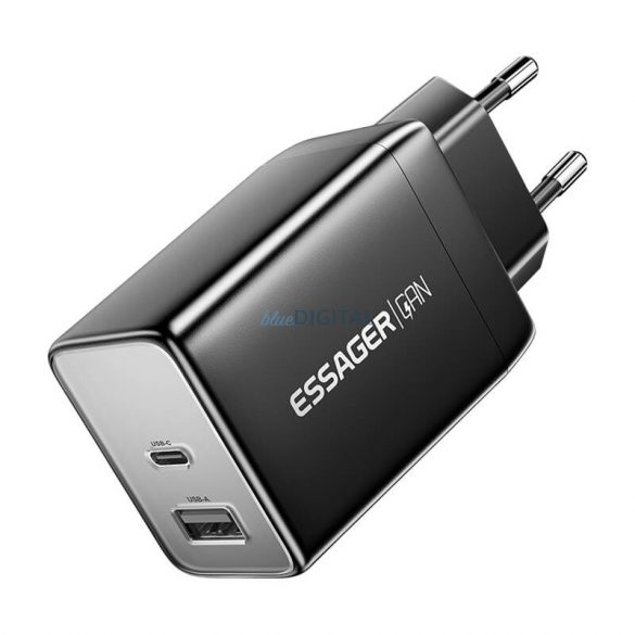 Essager ECT45W-LJB01-Z încărcător de rețea cu conexiuni 1xUSB-A și 1xUSB-C 45W - negru