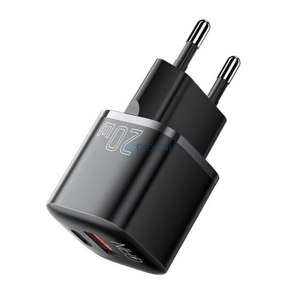 Încărcător Essager cu 1xUSB-A și 1xUSB-C conexiune 20W GaN - negru