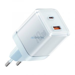 Încărcător de rețea Essager Yueqi cu conexiune 1xUSB-A și 1xUSB-C 70W GaN - albastru