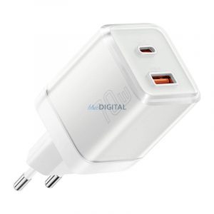 Încărcător de rețea Essager Yueqi cu conexiune 1xUSB-A și 1xUSB-C 70W GaN - alb