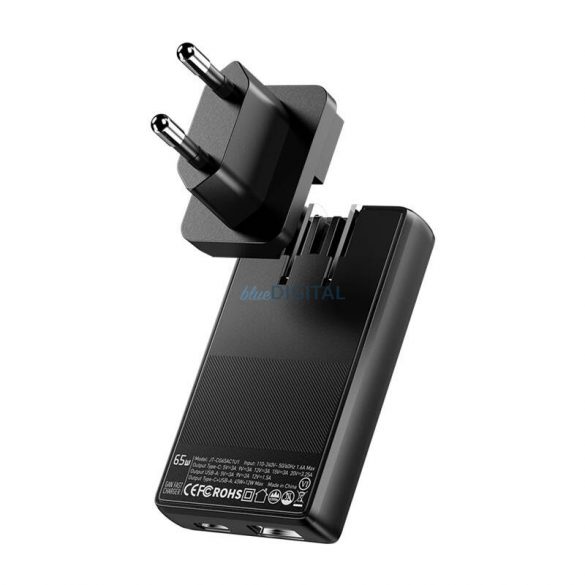 Essager ECT65W-QCB01-Z încărcător de rețea cu 1xUSB-A și 1xUSB-C conexiune GaN 65W - negru