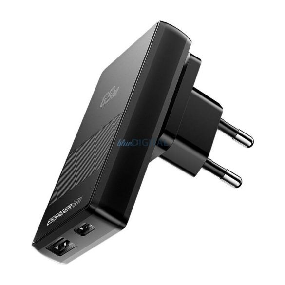 Essager ECT65W-QCB01-Z încărcător de rețea cu 1xUSB-A și 1xUSB-C conexiune GaN 65W - negru