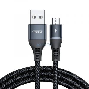 Cablu USB Micro Remax lumina colorata, 2.4A, 1m (negru)