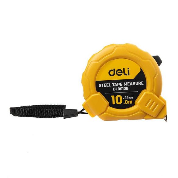 Bandă de măsurat Deli Tools EDL9010B, 10 m / 25 mm (galben)