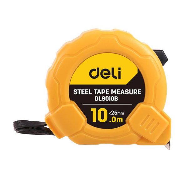 Bandă de măsurat Deli Tools EDL9010B, 10 m / 25 mm (galben)