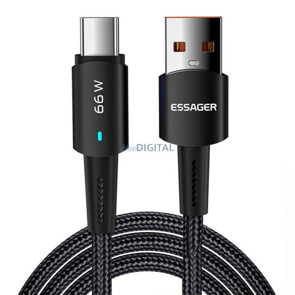 Essager EXCT-CG01 Cablu USB-A - Type-C 66W 6A 480Mbps 1m - negru