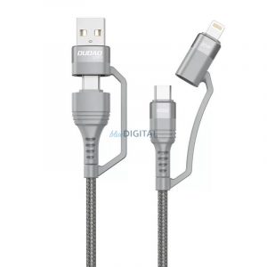 Cablu USB Dudao L20xs 4 în 1 USB-C / Lightning / USB-A 2.4A, 1m (gri)