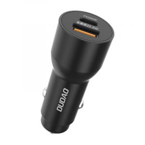 Încărcător auto Dudao TGR1, USB + USB-C, PD 22,5 W (negru)