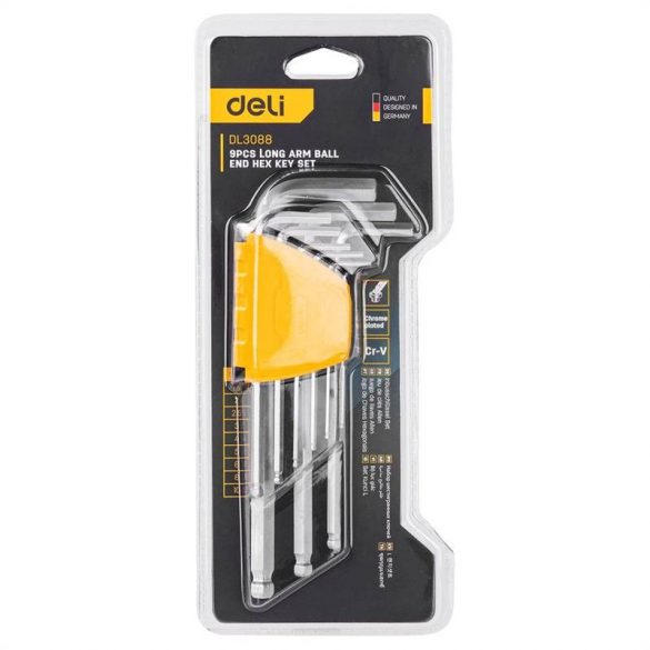 Deli Tools EDL3088 Set chei hexagonale lungi 1,5-10 mm (argintiu)