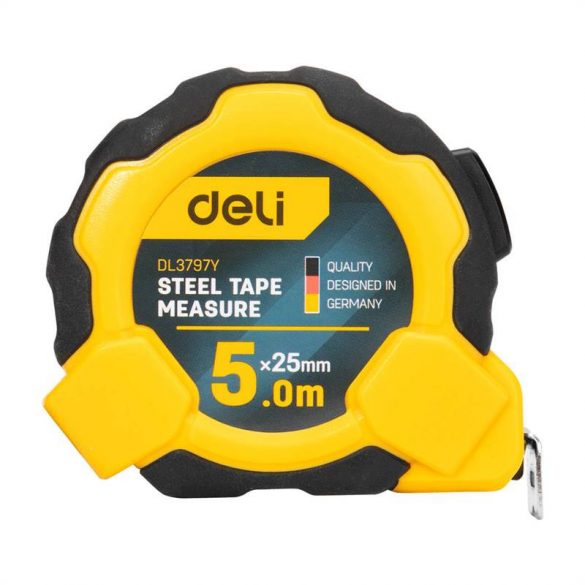 Deli Tools EDL3797Y, bandă de măsurat 5m / 25mm (galben)