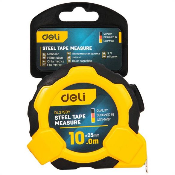 Deli tools EDL3799Y bandă de măsurare 10m / 25mm (galbenă)