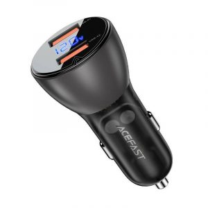 Încărcător auto Acefast B7, 45W, 2x USB, cu afișaj (negru)