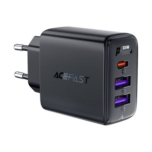 Încărcător Acefast A57 cu 2xUSB-A și 1xUSB-C conexiune 35W GaN (negru)