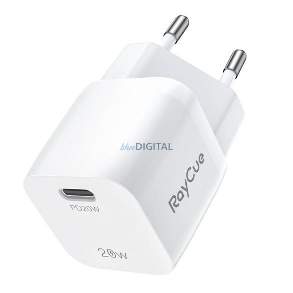 Încărcător RayCue cu conexiune 1xUSB-C PD 20W - alb