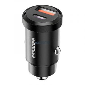 Încărcător auto Essager cu conexiune 1xUSB-A și 1xUSB-C 45W - negru