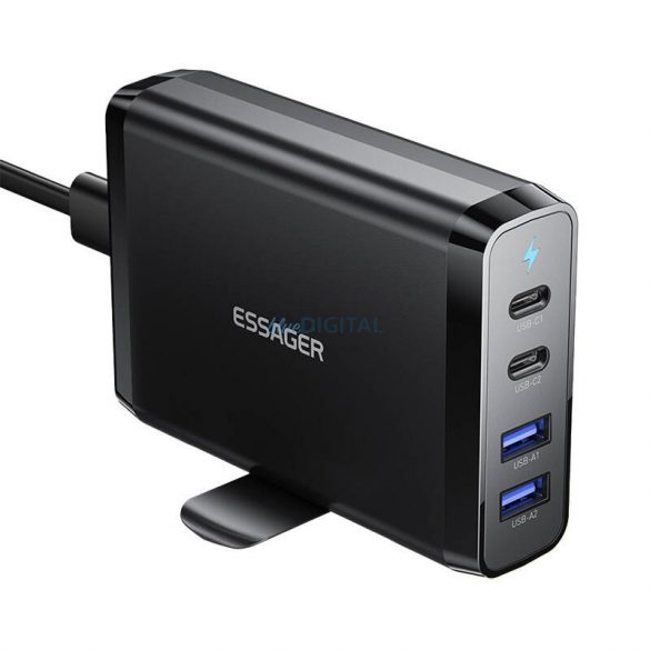 Încărcător de birou 2xUSB-C 2xUSB-A 100W Essager GaN (negru)