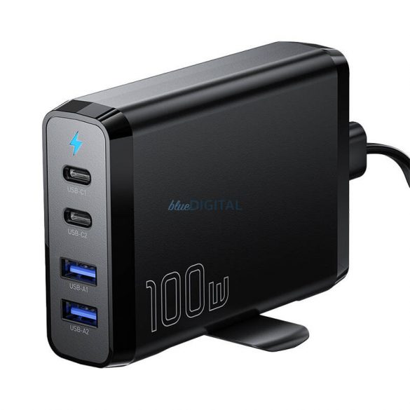 Încărcător de birou 2xUSB-C 2xUSB-A 100W Essager GaN (negru)