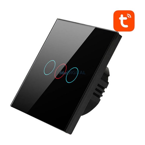 Comutator de lumină inteligent WiFi Avatto TS02-EU-B3 3 căi (negru)